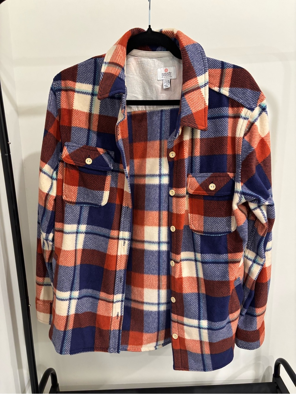 Sisstr Evolution Plaid Button Front Shacket Jacket w/ Pockets Collared Women's M